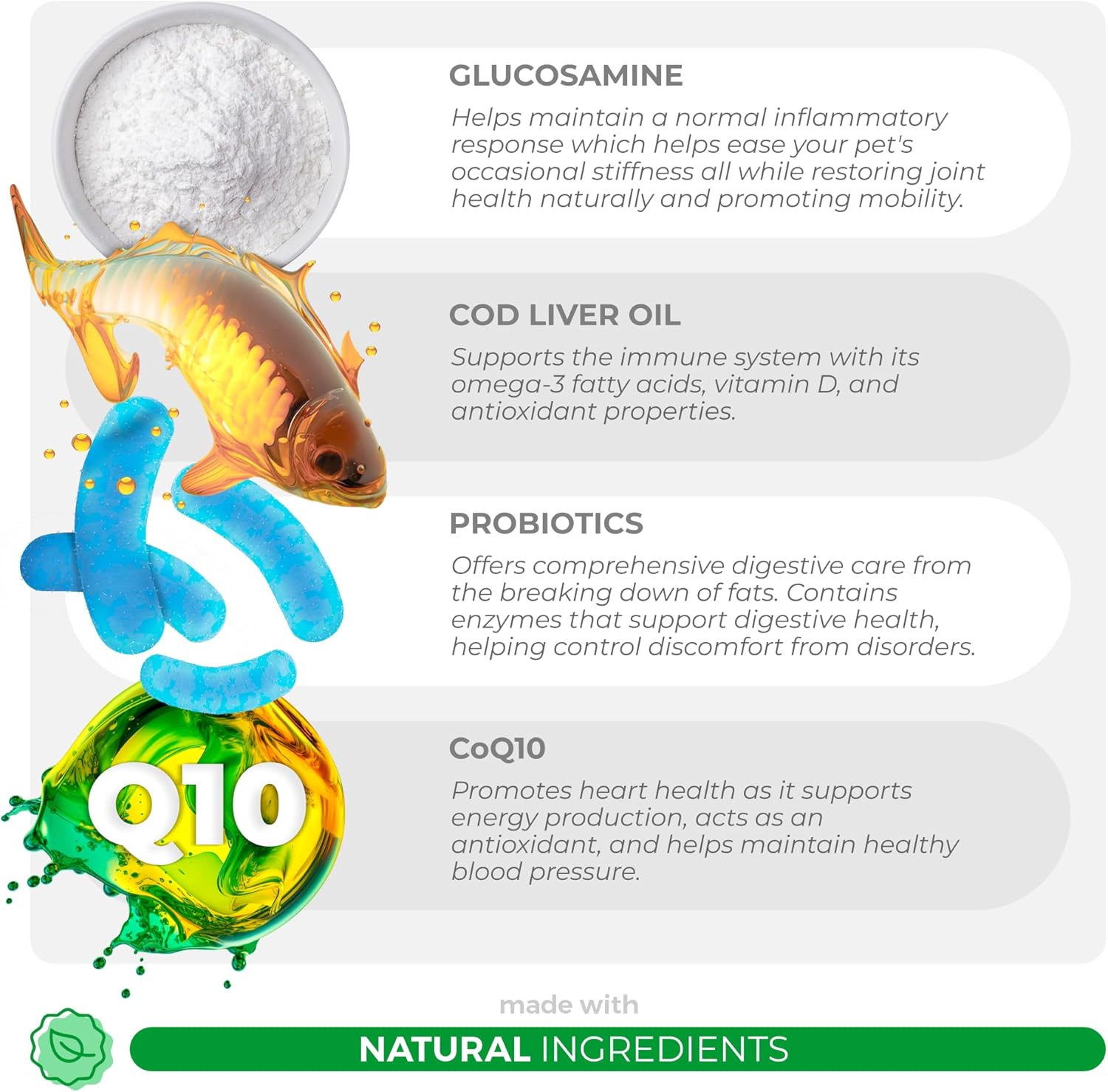 10 in 1 Dog Multivitamin with Glucosamine, Chondroitin, Probiotics, and Omega-3 for Joint, Skin, Heart, and Immune Health