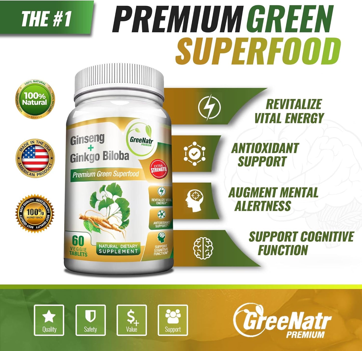 10-in-1 Mushroom Supplement with Lions Mane, Cordyceps, Chaga, Turkey Tail, Ginseng, and Ginkgo Biloba for Energy and Brain Focus