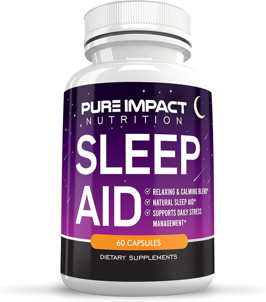 10-in-1 Natural Sleep Aid Capsules with Calcium, Chamomile, Goji - Non-Habit Forming Supplement for Longer, Deeper Rest - 60 Capsules