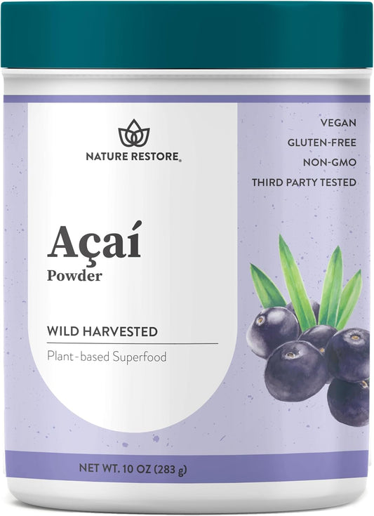 10 oz Nature Restore Brazilian Wild Harvested Acai Berry Powder - Non GMO & Gluten Free