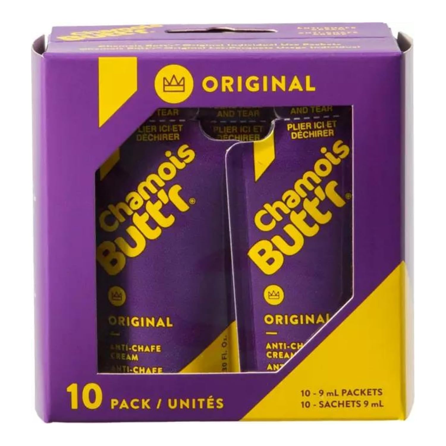 10-Pack Chamois Butt'r Original Anti-Chafe Cream, 9mL Packets for Cyclists