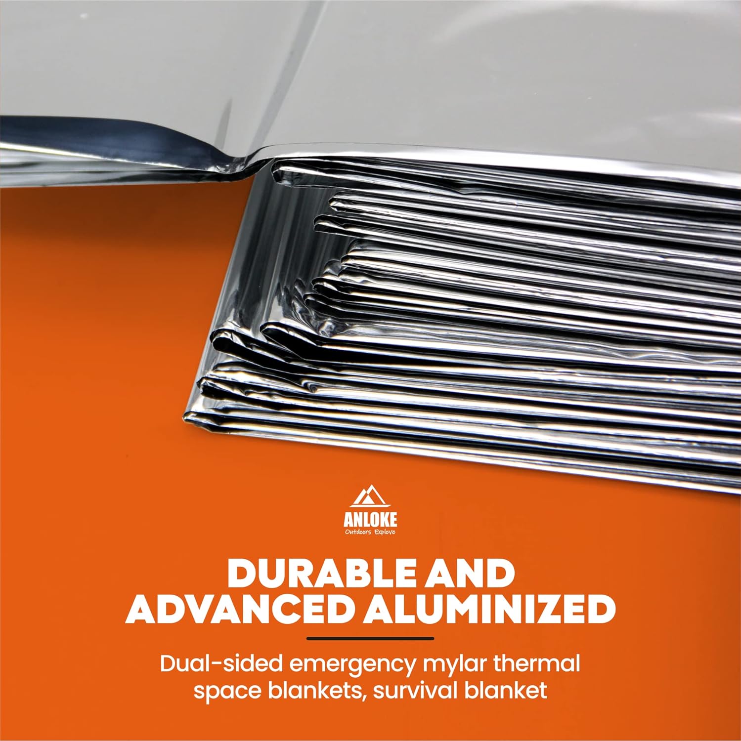 10 Pack of ANLOKE Emergency Blankets - Mylar Thermal Space Blankets for Survival, Camping, and First Aid - 82 x 64 Inches