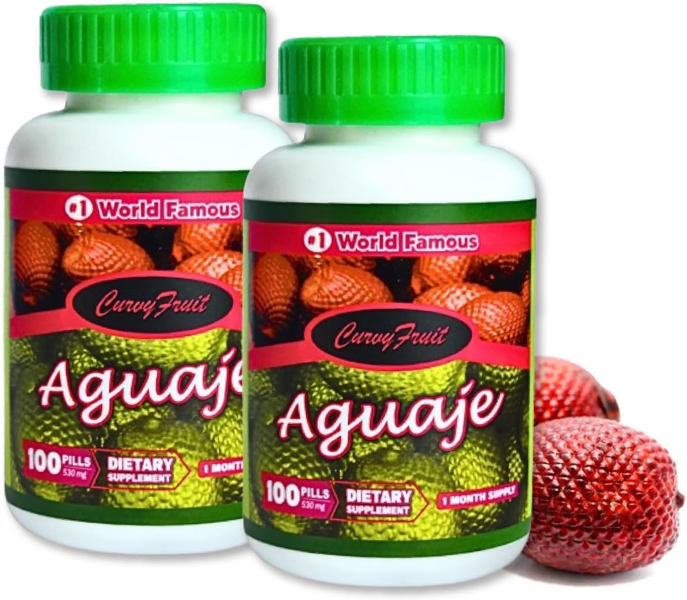 100 Aguaje CurvyFruit Pills - Natural Butt, Breast, Hips Enhancer - 550mg - 2 Month Supply