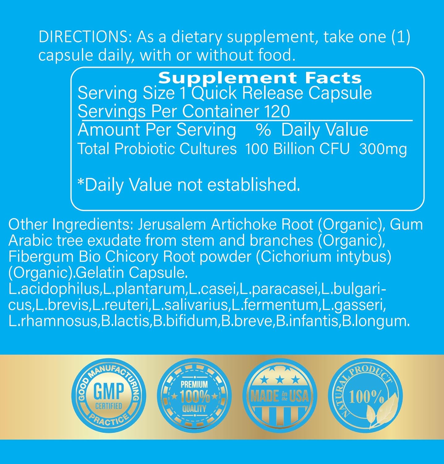 100 Billion Advanced Probiotic with 16 Strains and Prebiotics for Digestive Health - Supports Gut Health and Occasional Digestive Issues - Probiotics for Men and Women - 120ct