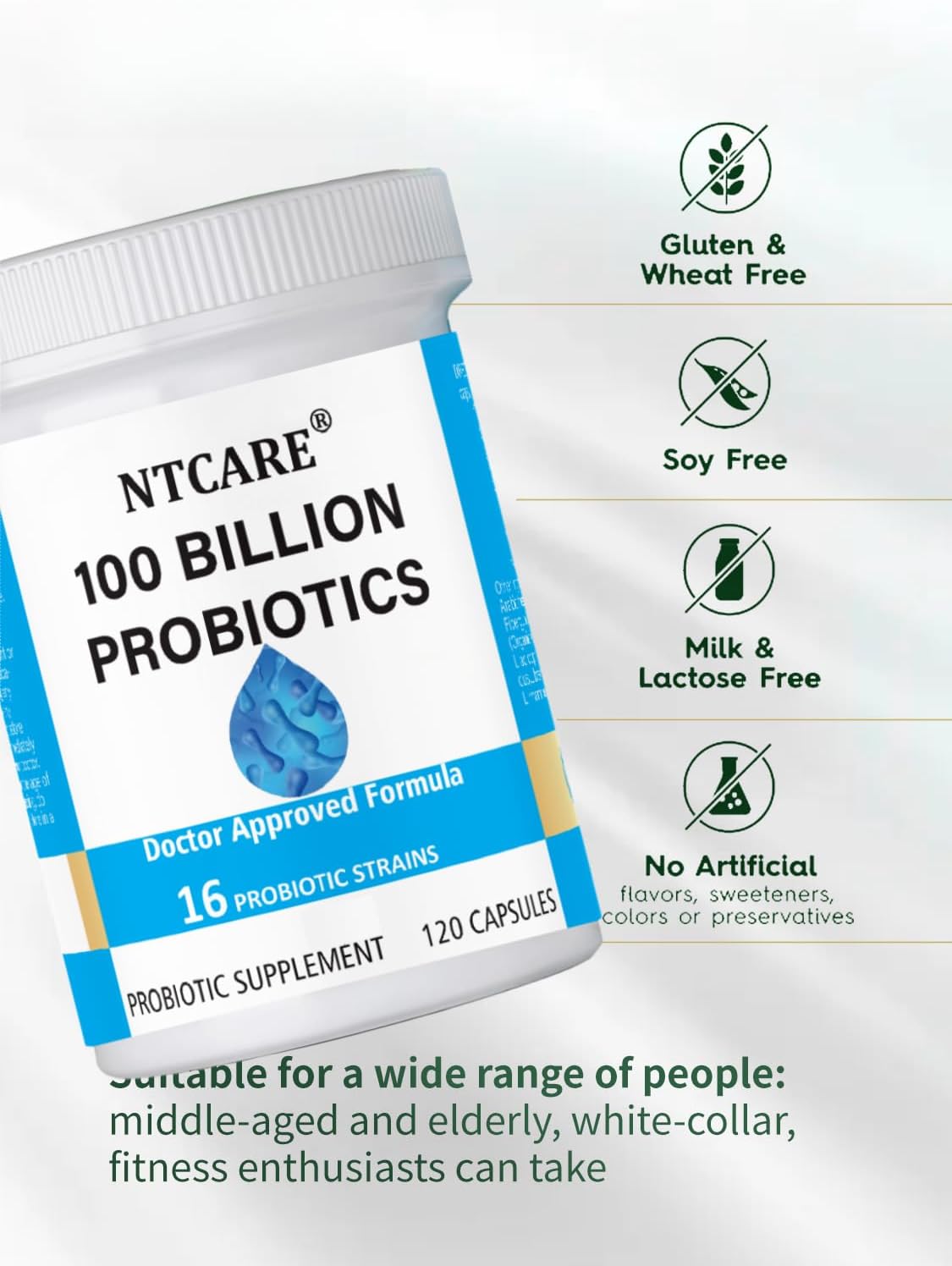 100 Billion Advanced Probiotic with 16 Strains and Prebiotics for Digestive Health - Supports Gut Health and Occasional Digestive Issues - Probiotics for Men and Women - 120ct