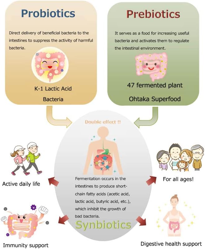 100 Billion CFU Probiotic with 47 Fermented Plants Japanese Prebiotic for Digestive Health and Immune Support