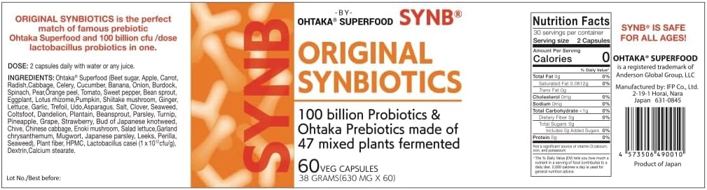 100 Billion CFU Probiotic with 47 Fermented Plants Japanese Prebiotic for Digestive Health and Immune Support