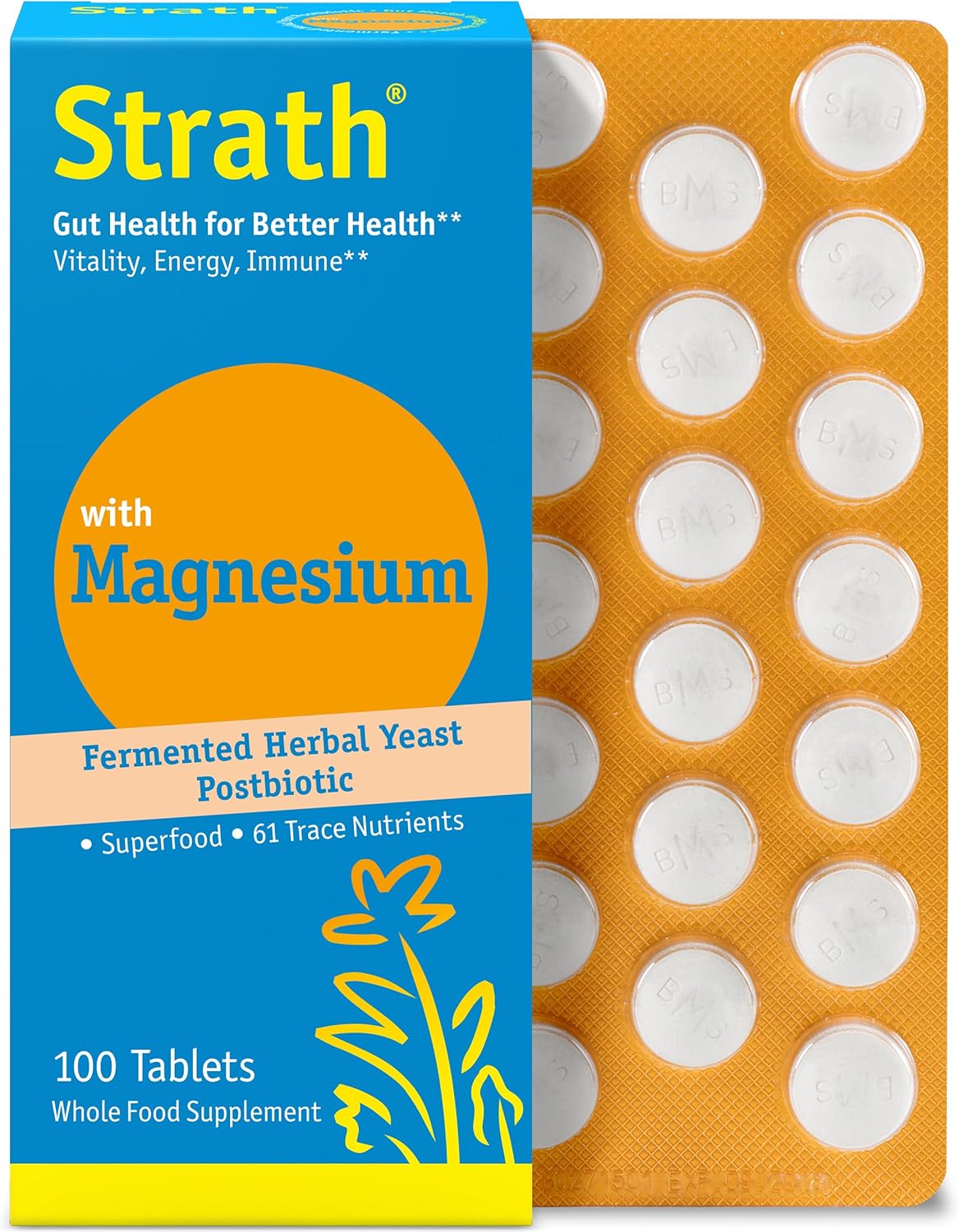 100 Bio-Strath Strath with Magnesium Herbal Yeast Postbiotic Tablets | Immune Support | Wellness Boost | Non-GMO, Gluten-Free, Sugar-Free, Vegan, Kosher