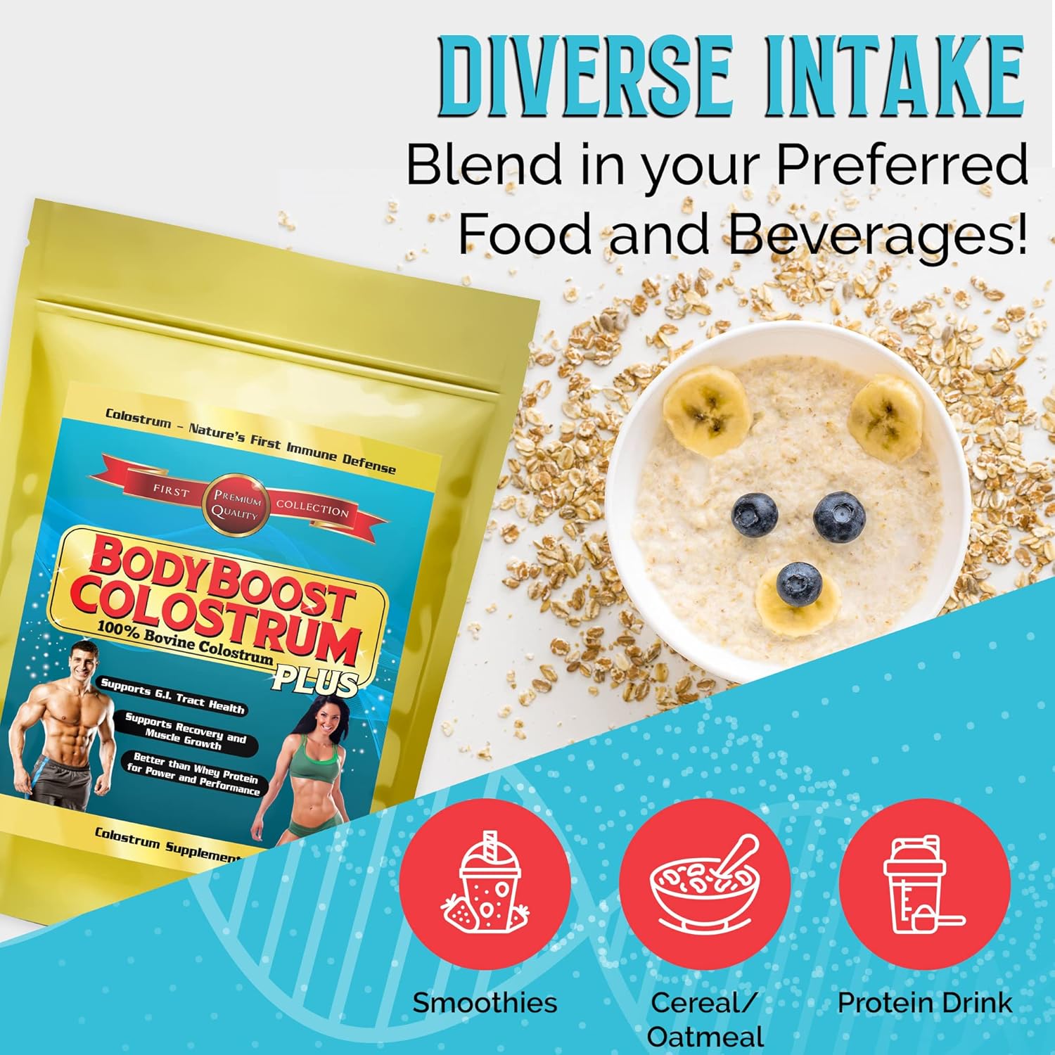 100% Bovine Colostrum Powder - Immune Booster Supplement with Immunoglobulin & Lactoferrin - Grass Fed Colostrum for Gut Health & Muscle Growth - 1kg, 35oz