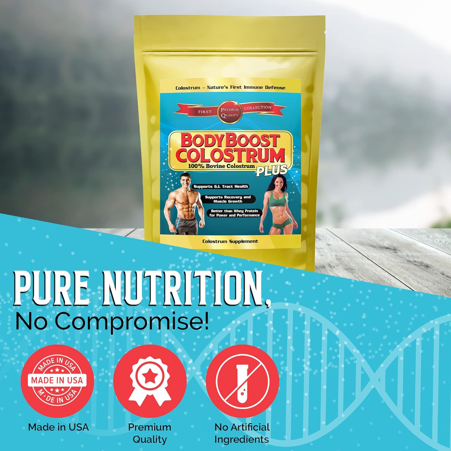 100% Bovine Colostrum Powder - Immune Booster Supplement with Immunoglobulin & Lactoferrin - Grass Fed Colostrum for Gut Health & Muscle Growth - 1kg, 35oz