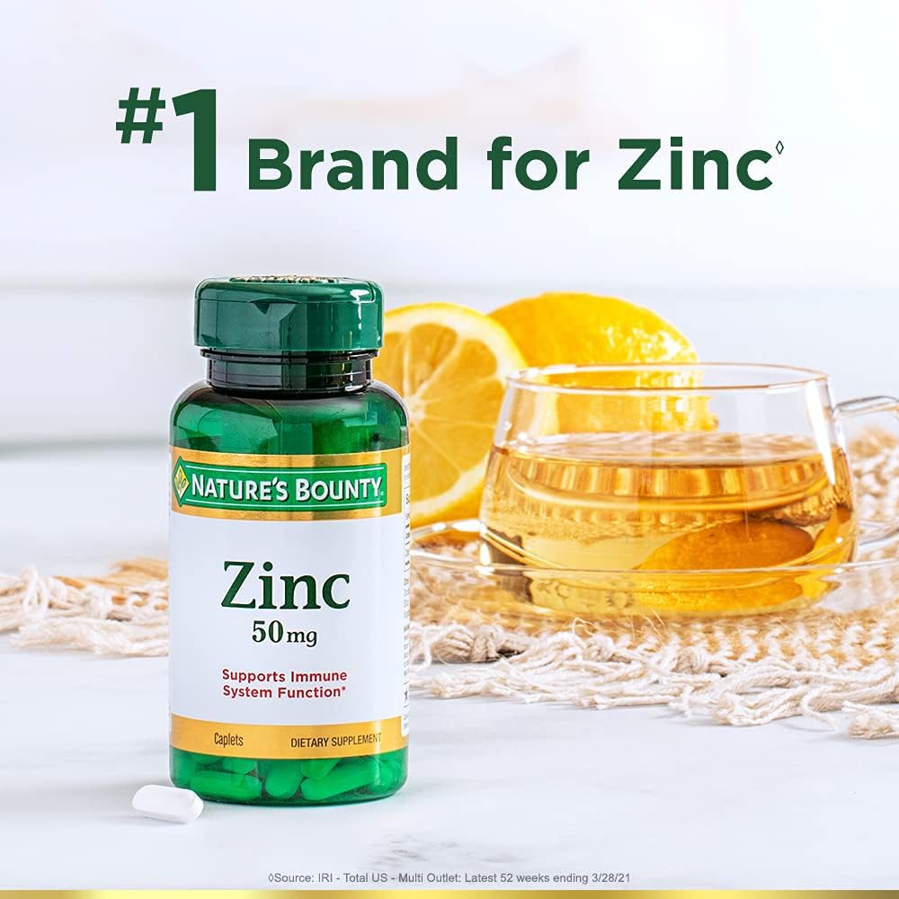 100 Caplets of Nature's Bounty Zinc 50 mg, Unflavored - Pack of 2