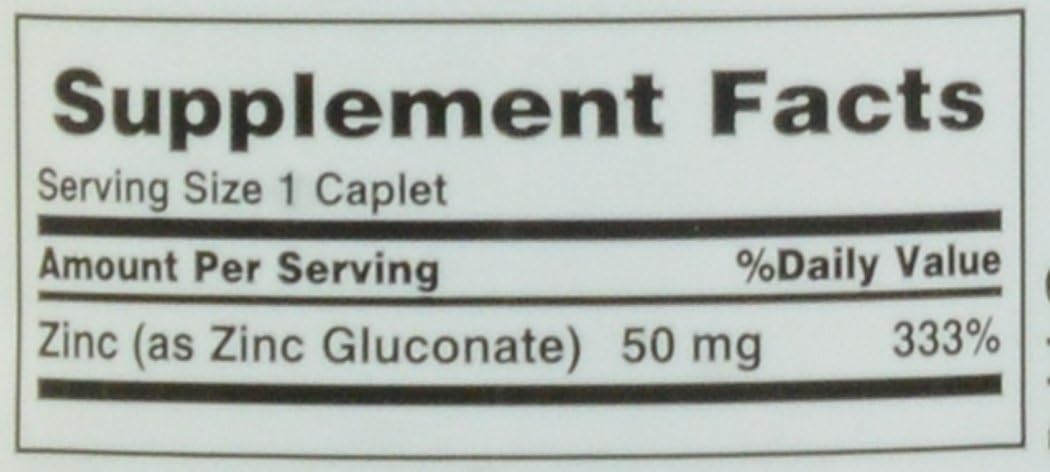 100 Caplets of Nature's Bounty Zinc Gluconate (50 mg) Supplement for Immune Support