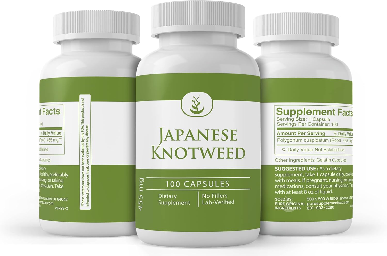 100 Capsules Japanese Knotweed - Pure Ingredients, No Additives, Lab Verified