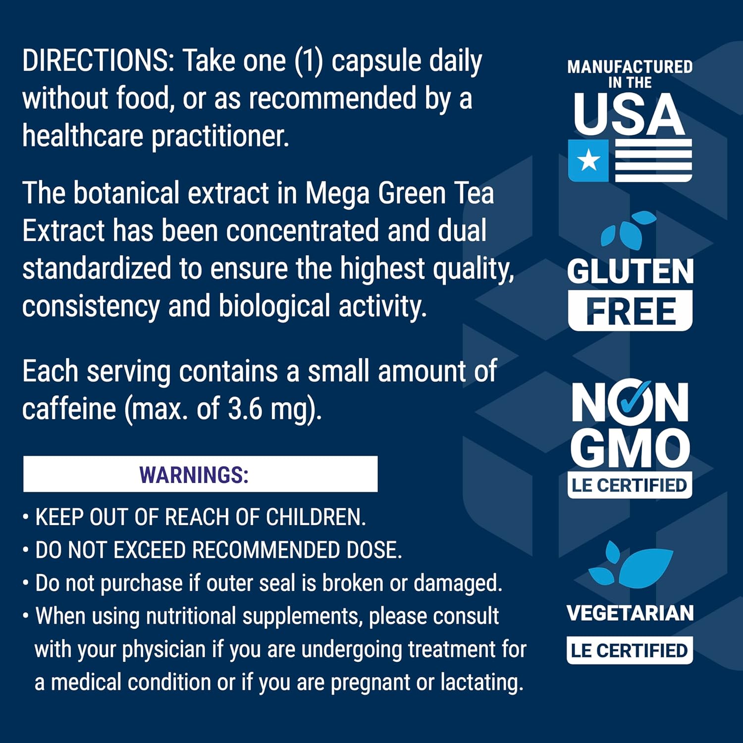 100 Capsules Life Extension Decaffeinated Mega Green Tea Extract - Rich in Polyphenols for Cell, Heart, and Brain Health - Powerful Antioxidant Protection - Non-GMO, Gluten-Free, Vegetarian