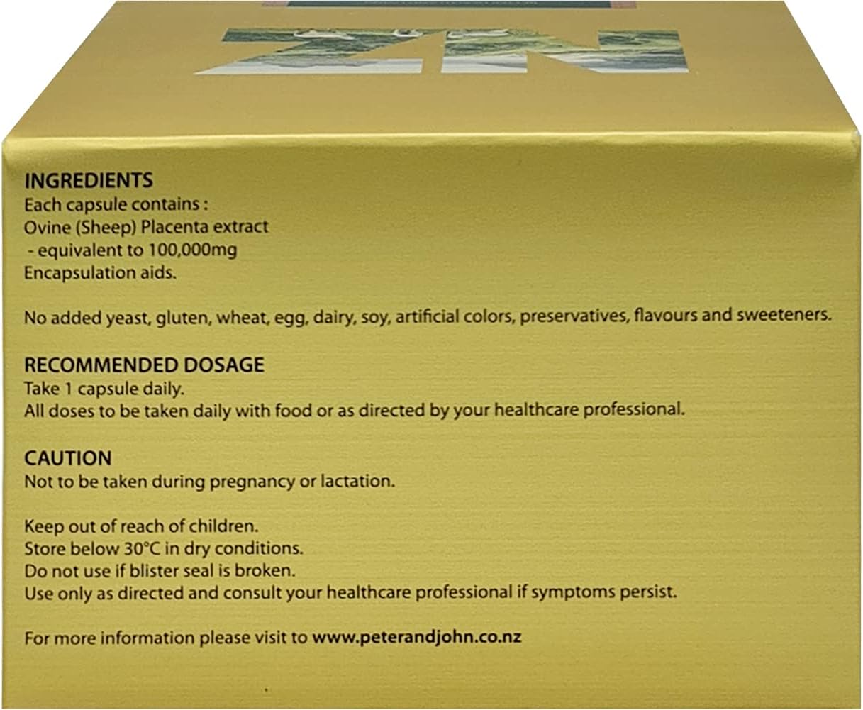 100 Capsules of HEALTHFARM Peter John Ovine Placenta 100000 - High Quality Supplement for Health
