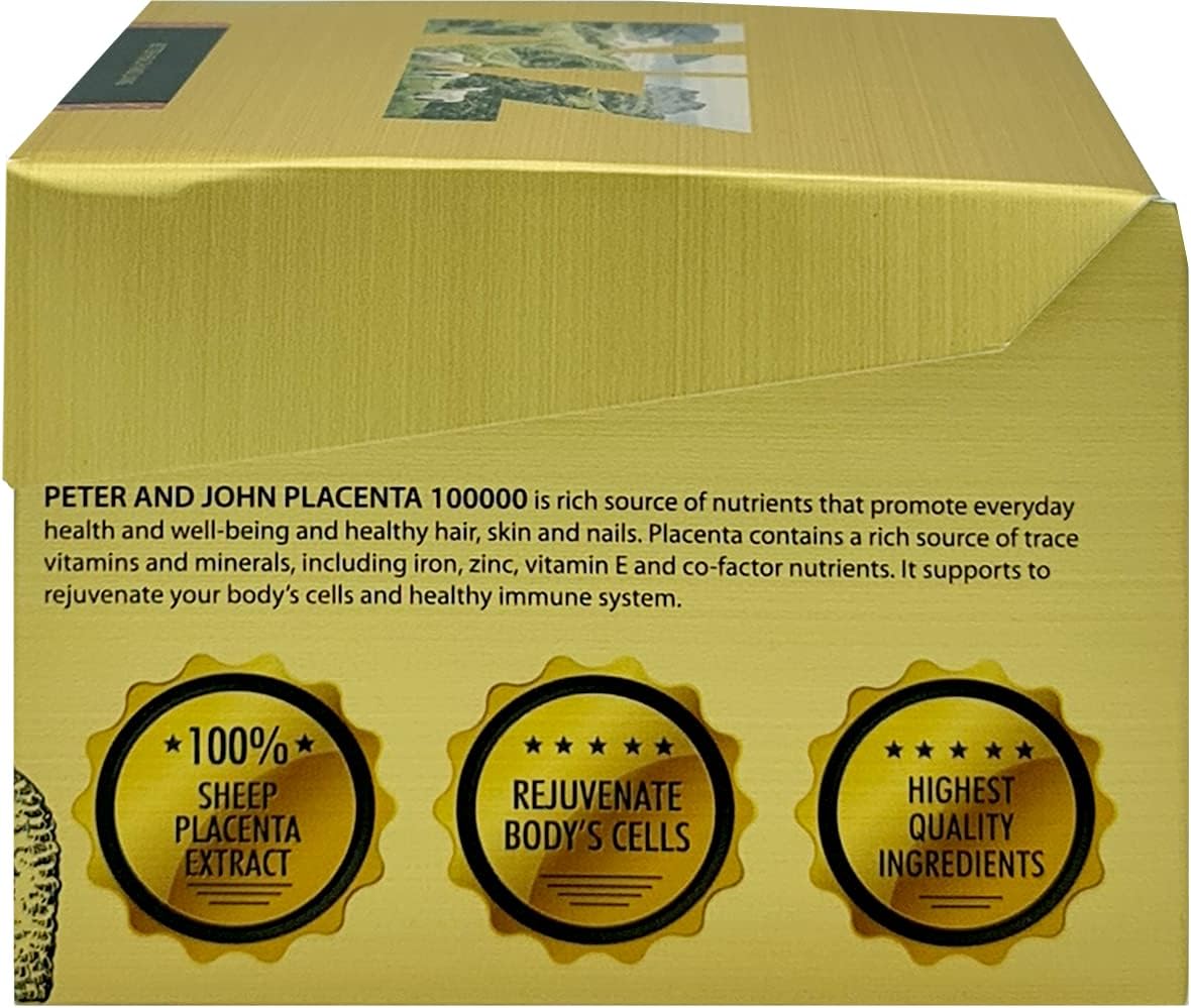 100 Capsules of HEALTHFARM Peter John Ovine Placenta 100000 - High Quality Supplement for Health