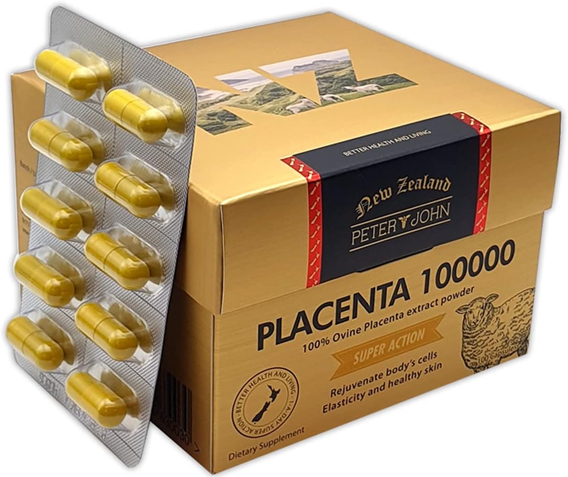 100 Capsules of HEALTHFARM Peter John Ovine Placenta 100000 - High Quality Supplement for Health