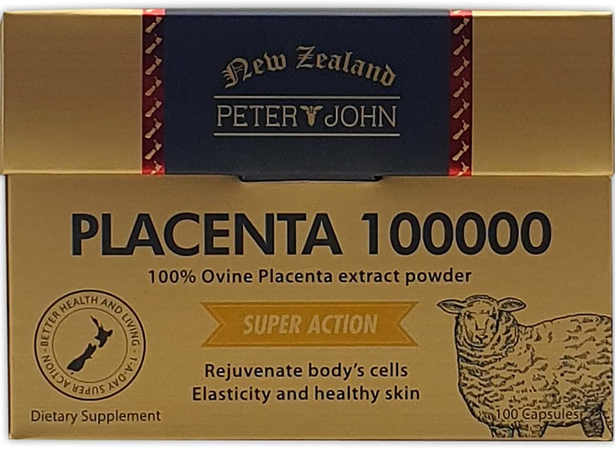 100 Capsules of HEALTHFARM Peter John Ovine Placenta 100000 - High Quality Supplement for Health