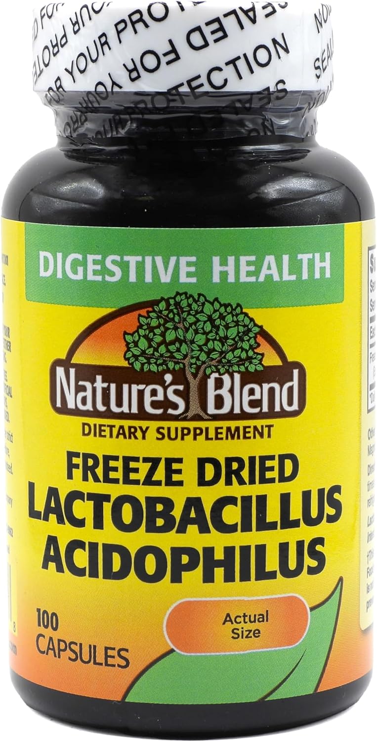 100 Capsules of Nature's Blend Freeze Dried Lactobacillus Acidophilus for Gut Health