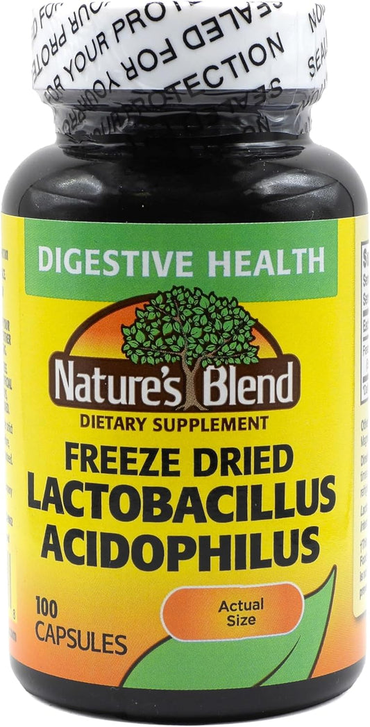 100 Capsules of Nature's Blend Freeze Dried Lactobacillus Acidophilus for Gut Health