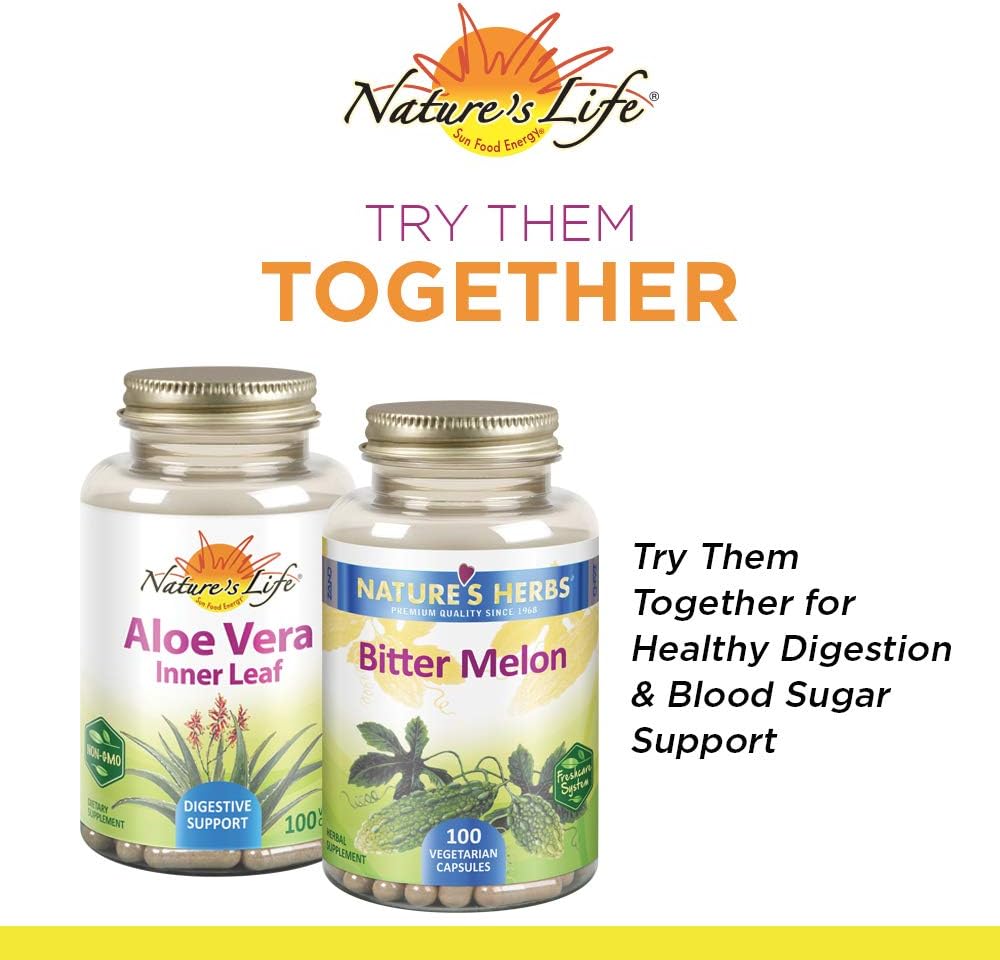 100 Capsules of Nature's Herbs Aloe Vera Inner Leaf Supplement for Digestive Health