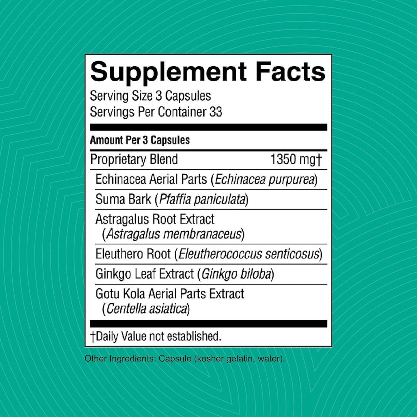 100 Capsules of Nature's Sunshine Suma Combination: Boosts Energy and Strengthens Immune System with Adaptogenic Herbs