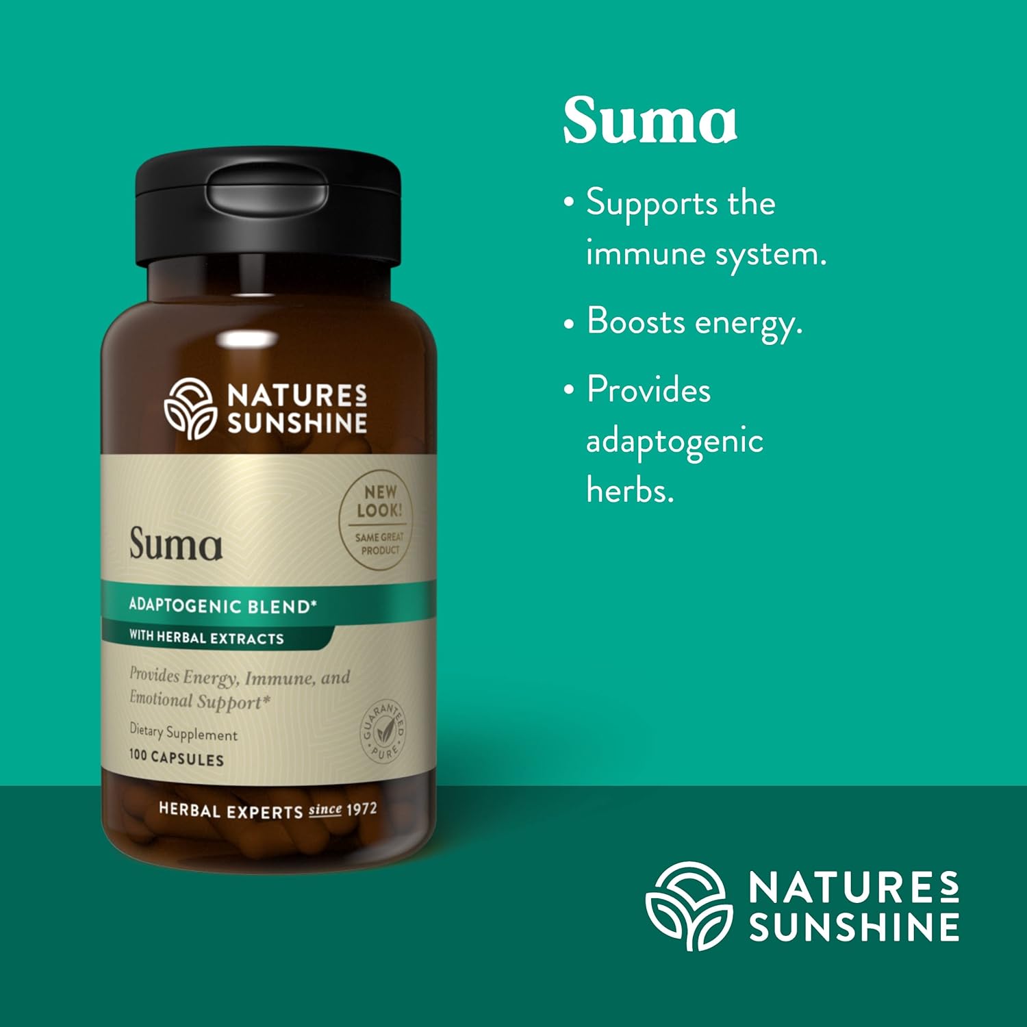 100 Capsules of Nature's Sunshine Suma Combination: Boosts Energy and Strengthens Immune System with Adaptogenic Herbs