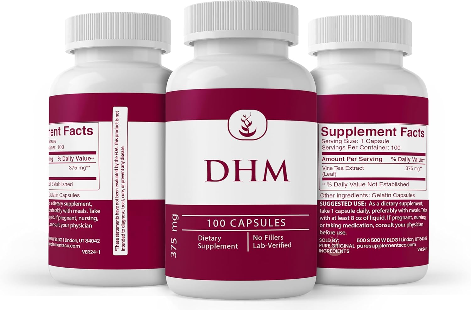 100 Capsules of Pure DHM (Dihydromyricetin) with Lab Verification - No Additives or Fillers - Always Original Ingredients