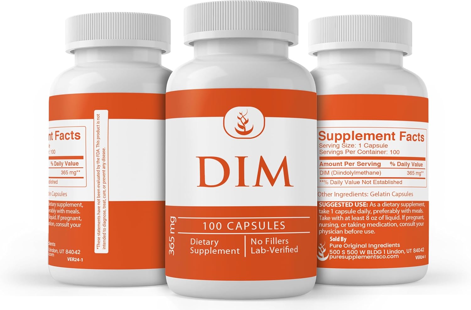100 Capsules of Pure Diindolylmethane (DIM) with Original Ingredients - Lab Verified, No Fillers