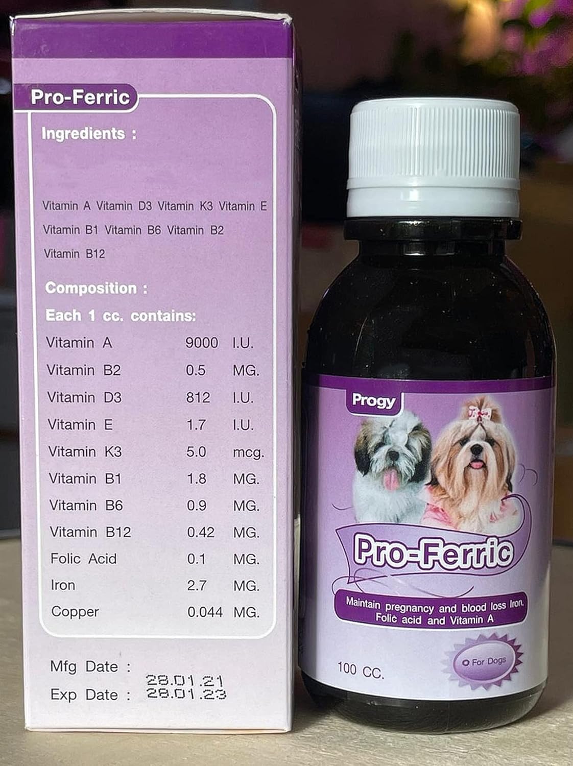 100 CC Liquid Tonic for Dogs - Iron & Multi Vitamins Supplement for Energy & Immunity Boost