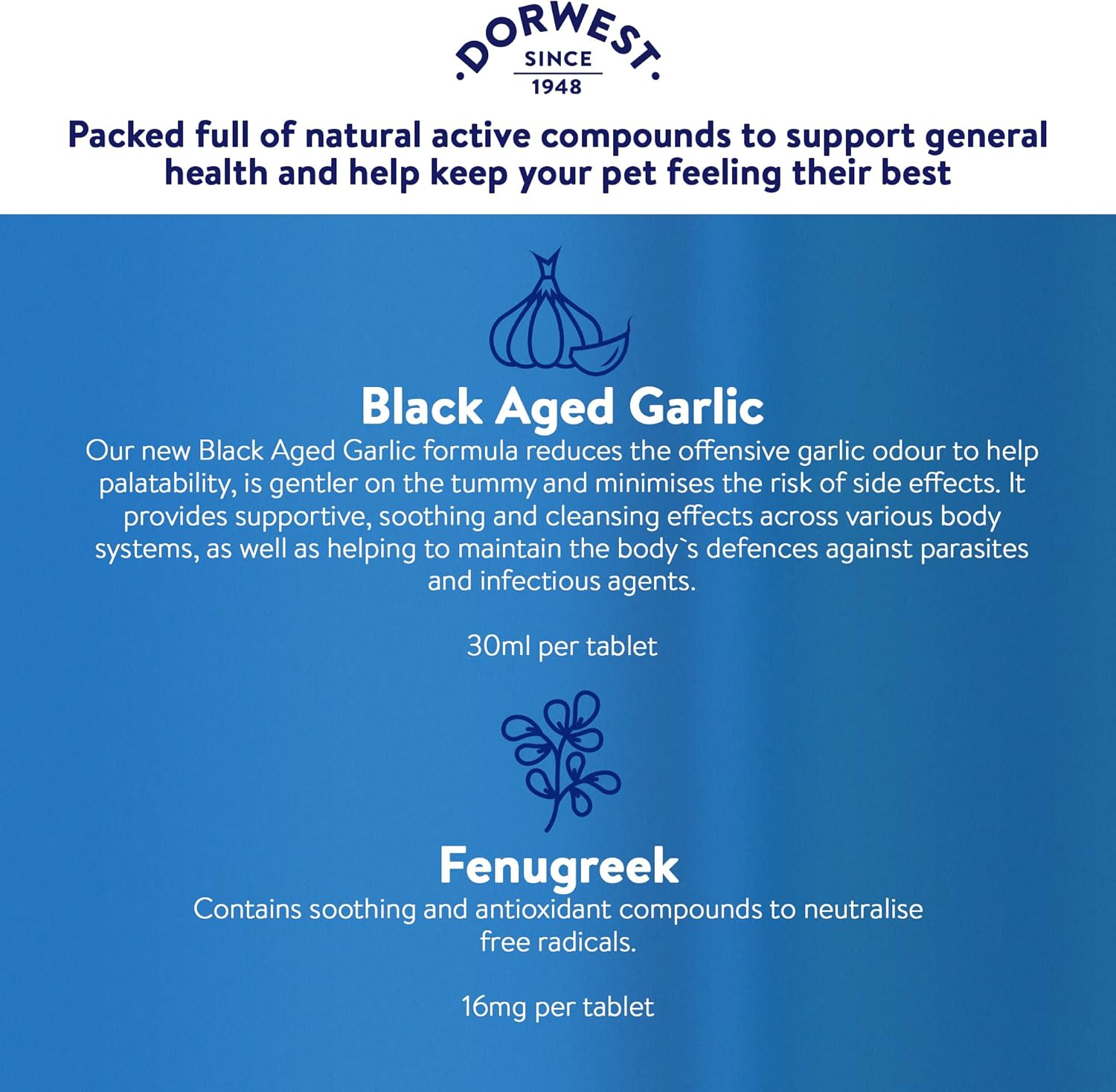 100 Count Garlic and Fenugreek Tablets for Dogs and Cats by DORWEST HERBS