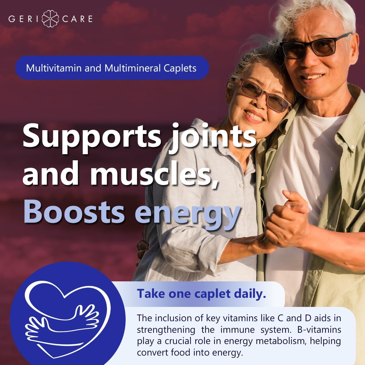 100 Count GeriCare Thera High Potency Multivitamin Mineral Caplets for Nutritional Support