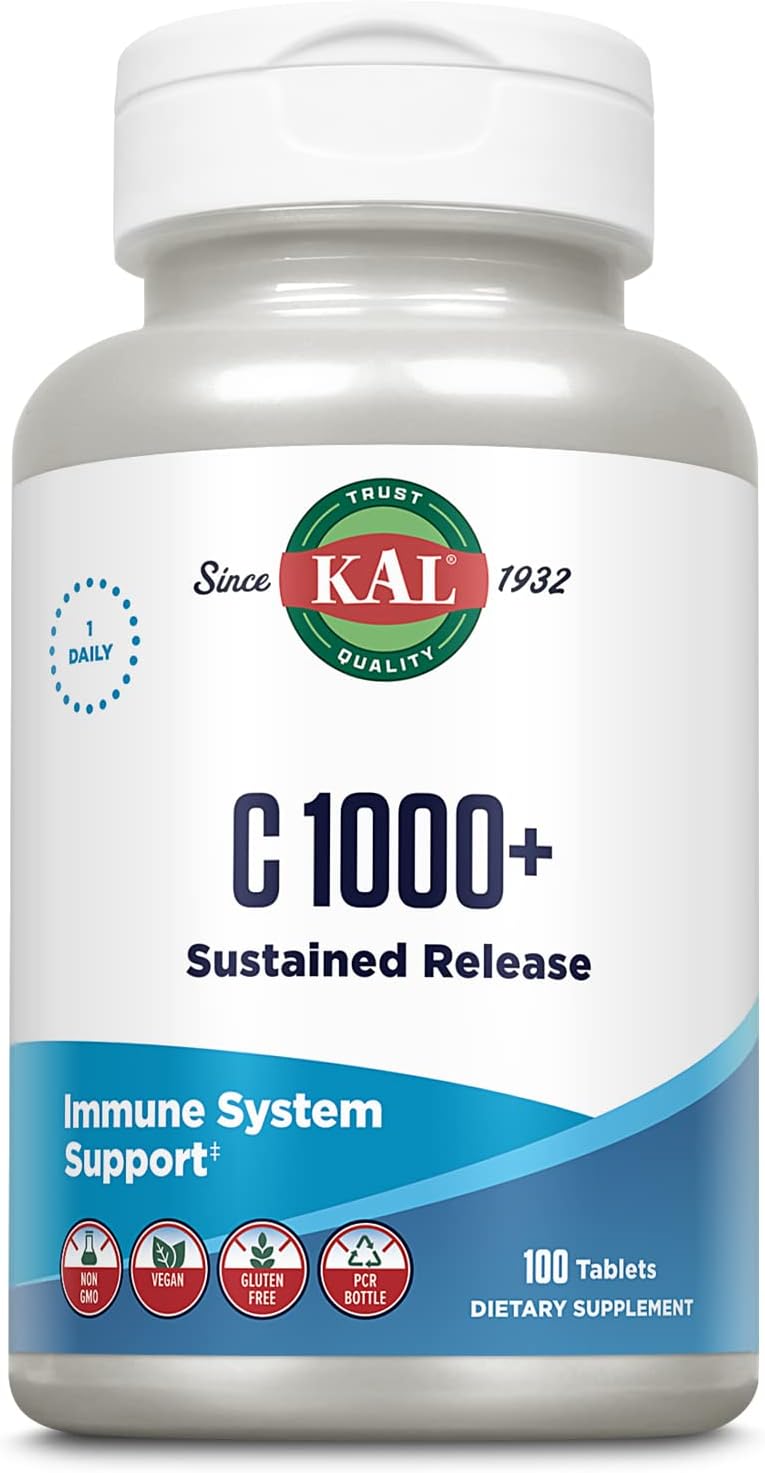 100 Count KAL C-1000 Plus Sustained Release Tablets, 1000 mg - High Potency Vitamin C Supplement