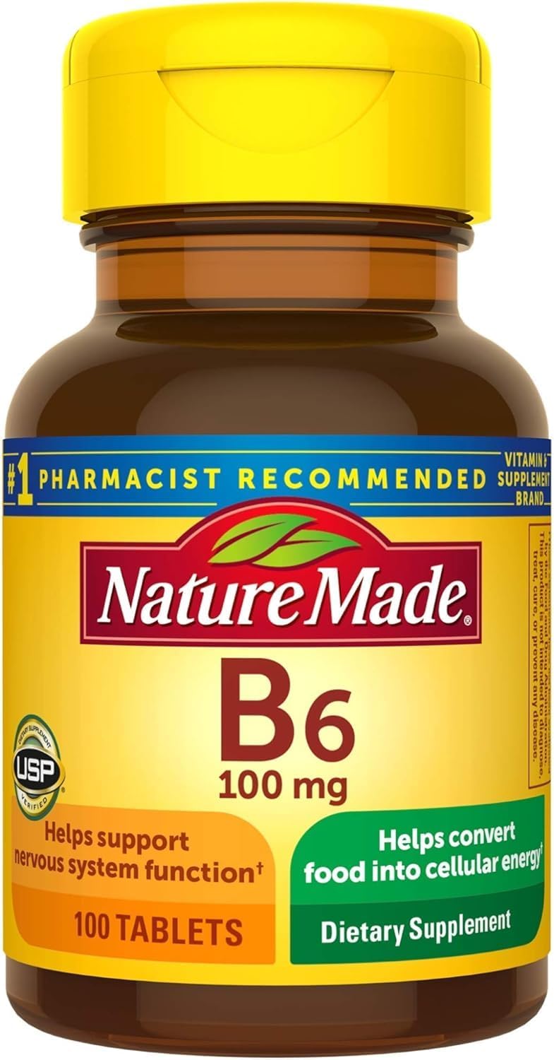 100 Count Nature Made Vitamin B6 100mg Tablets for Daily Wellness