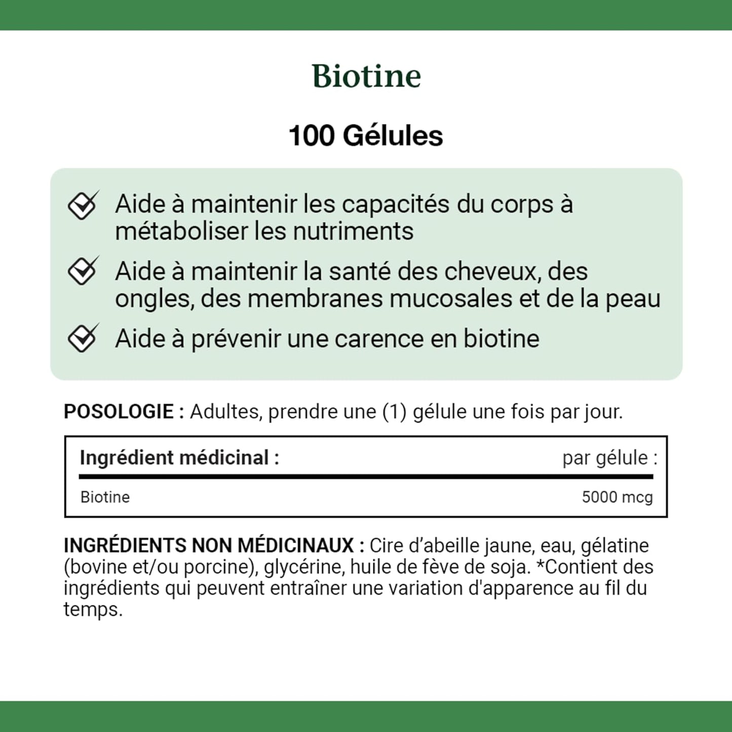 100 Count Nature's Bounty Biotin 5000mcg Dietary Supplement Bottle