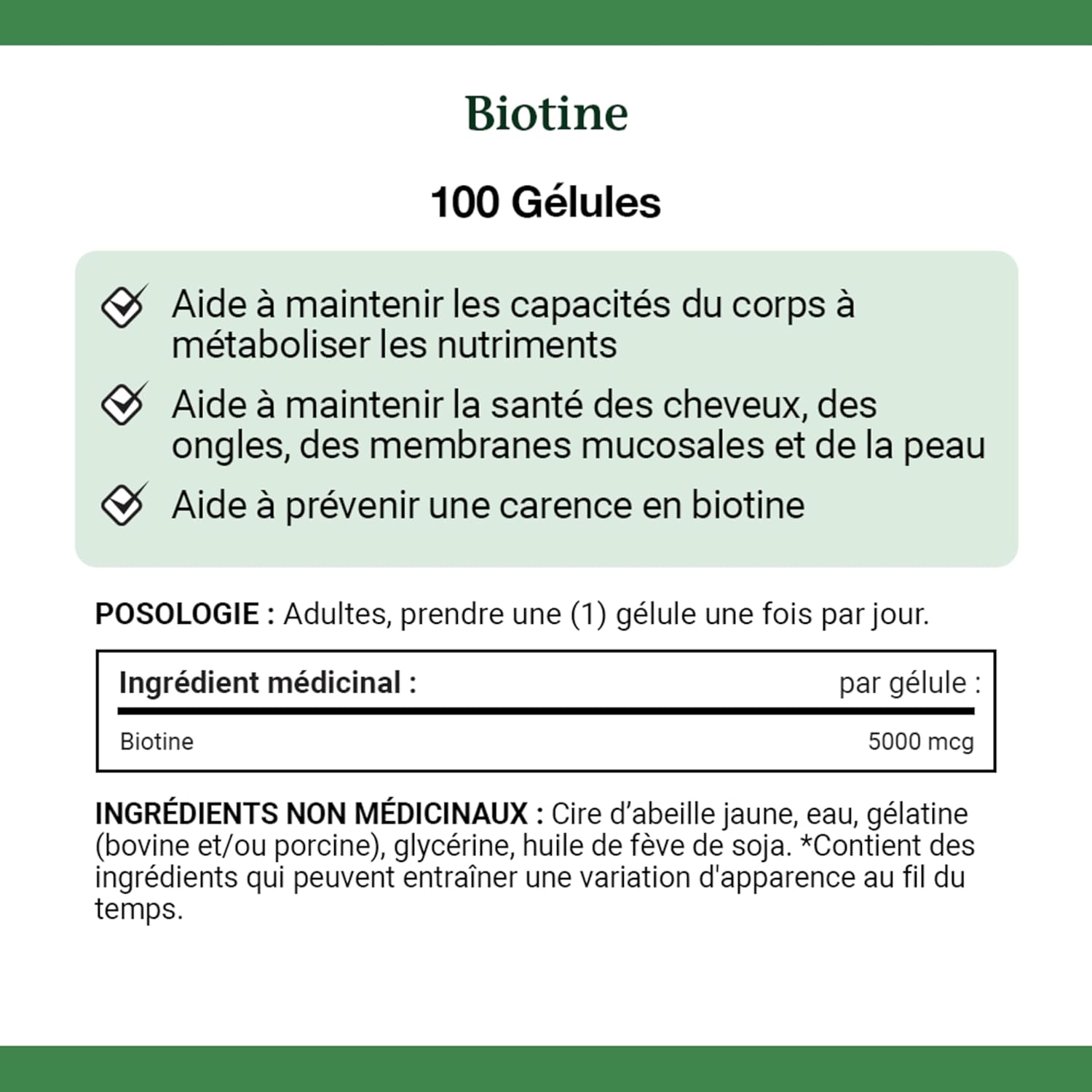 100 Count Nature's Bounty Biotin 5000mcg Dietary Supplement Bottle