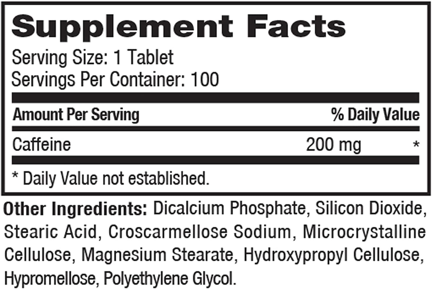 100 Count ProLab Caffeine Tablets for Increased Energy and Focus