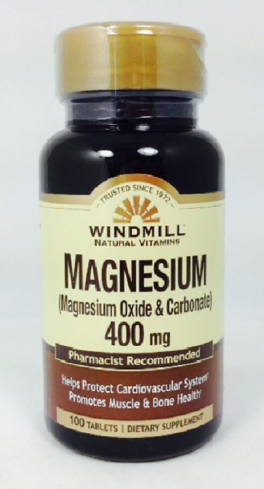 100 Count Windmill Magnesium 400mg Tablets for Daily Supplement Support
