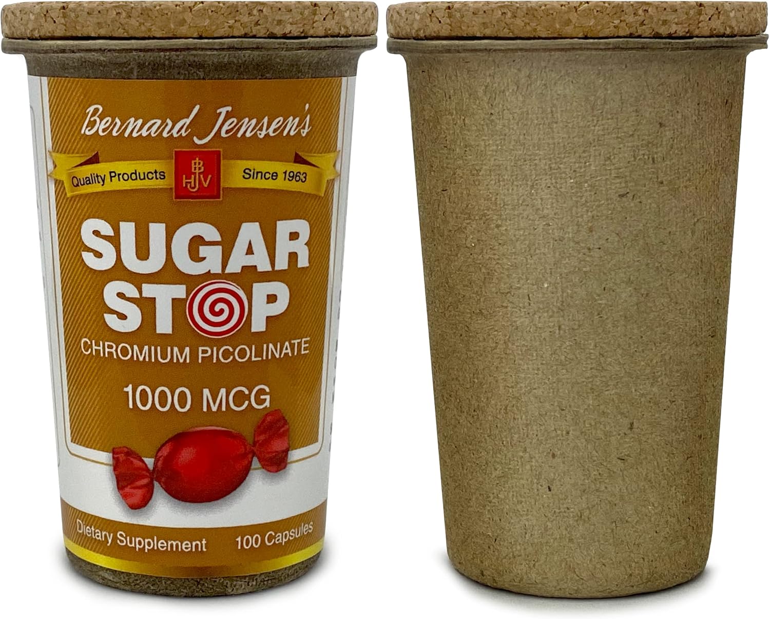 100 Gelatin Capsules of Bernard Jensen's Sugar Stop Chromium Picolinate 1000mcg - Blood Sugar Support Supplement