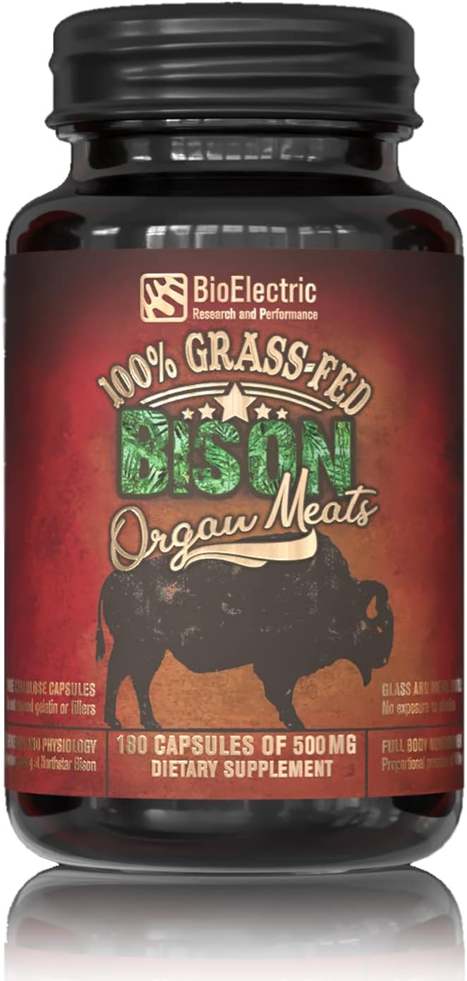 100% Grass-Fed Freeze-Dried Bison Organ Supplement for BioElectric Research and Performance - Single Source, Wild-Type Native Alternative to Beef