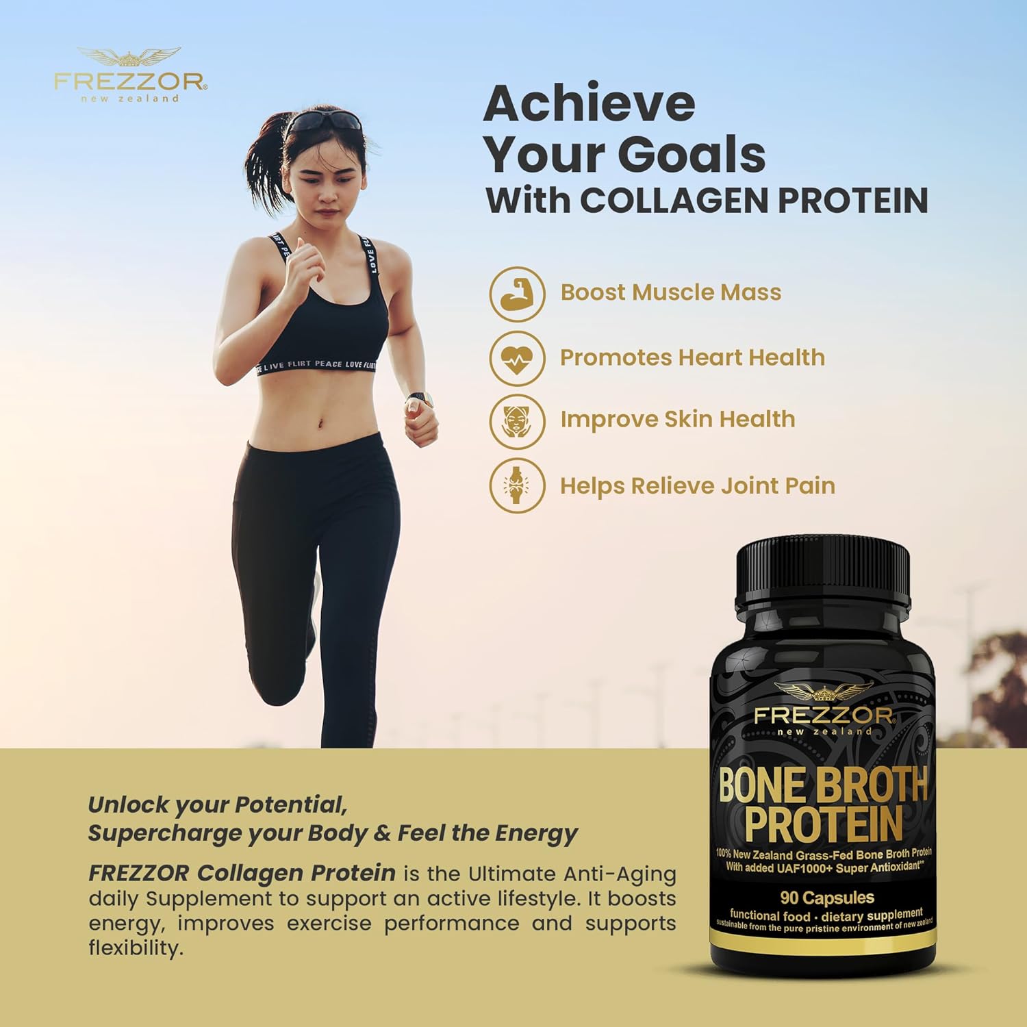 100% Grass-Fed New Zealand Cattle Bone Broth Protein Capsules for Joint, Skin, Hair & Nail Support - 270 Capsules, Pack of 3