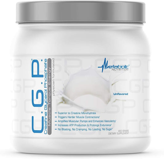 100% Micronized Creatine Powder for Pre, Intra, and Post Workout - 400g Unflavored CGP Supplement by Metabolic Nutrition