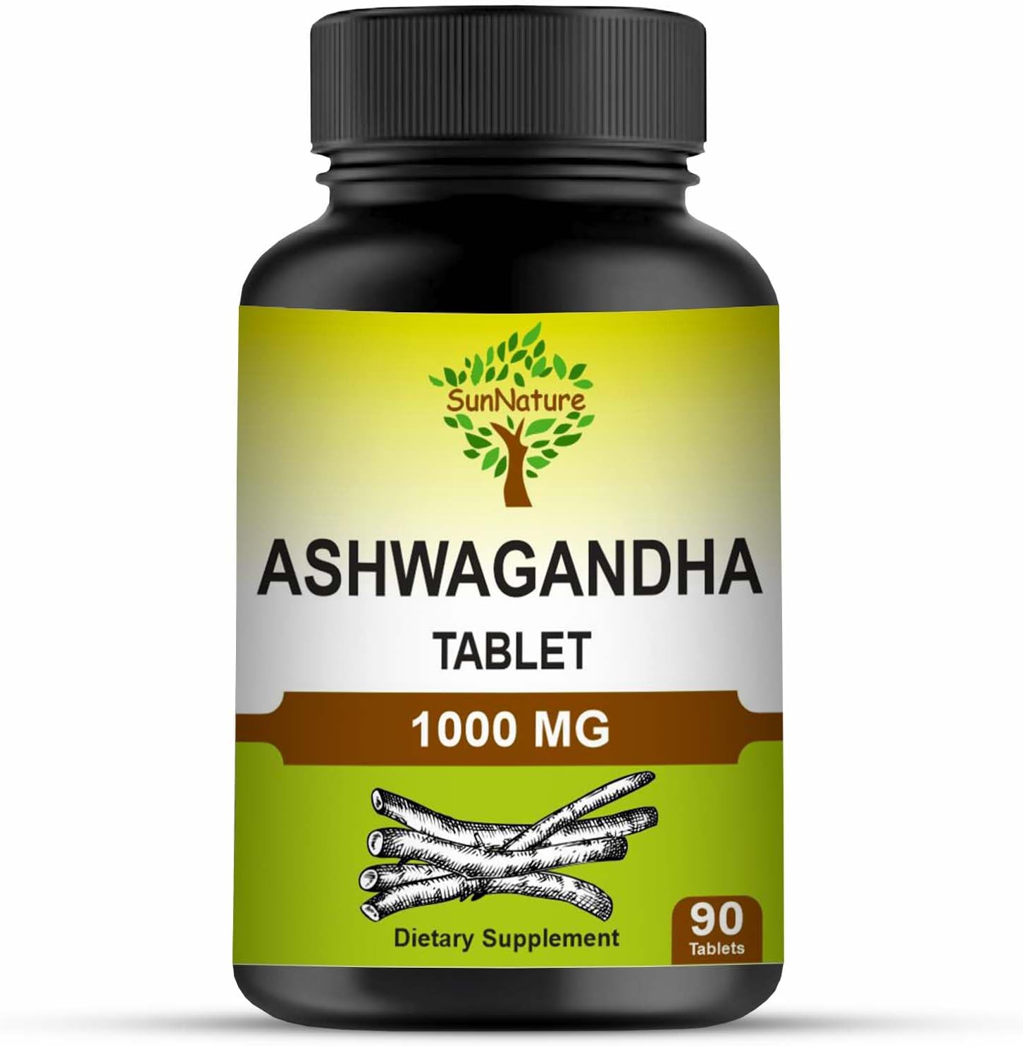 100% Natural Ashwagandha Tablets - 90 Tablets, 1000 mg | Vegan | Made in India | 45 Days Supply