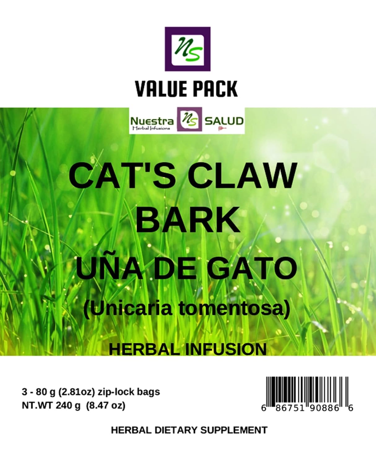 100% Natural Cat's Claw Bark Herbal Tea Uña de Gato Value Pack (240g) by CIK Naturals