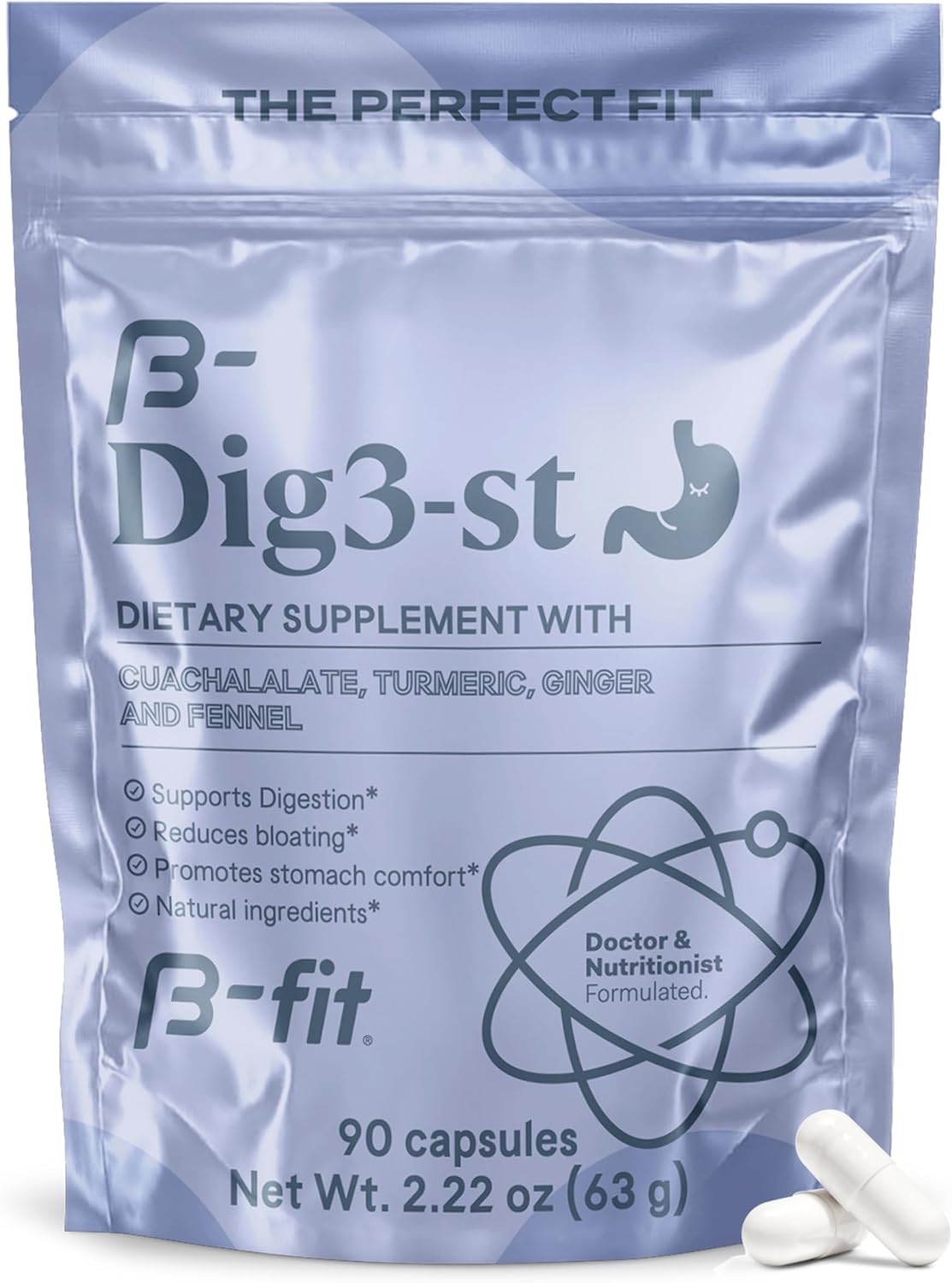 100% Natural Digestive Support Supplement with Ginger Root, Turmeric, Fennel, and Cuachalalate - 60 Capsules - Promotes Normal Digestion