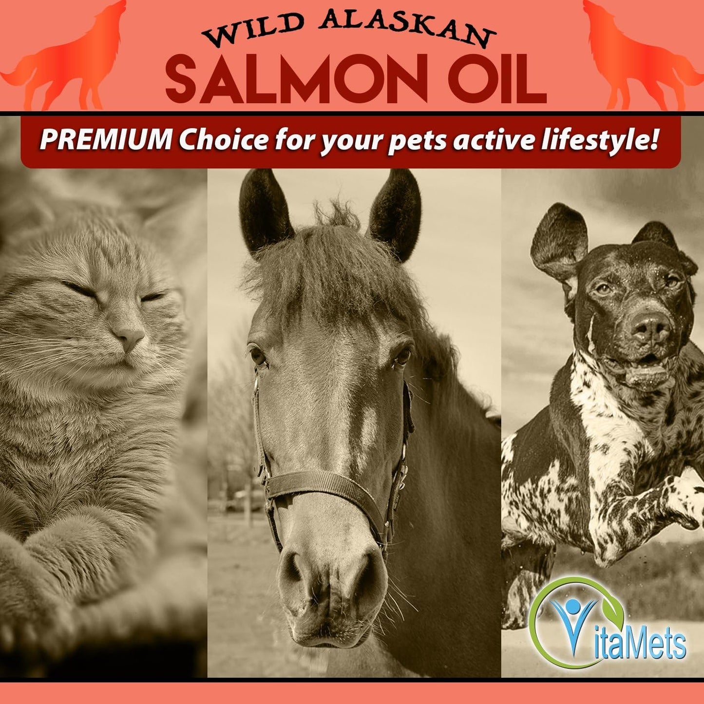 100% Natural Wild Alaskan Salmon Oil for Pets - Omega-3 Fish Oil Supplement with DHA and EPA for Healthy Skin and Joints - 32 oz