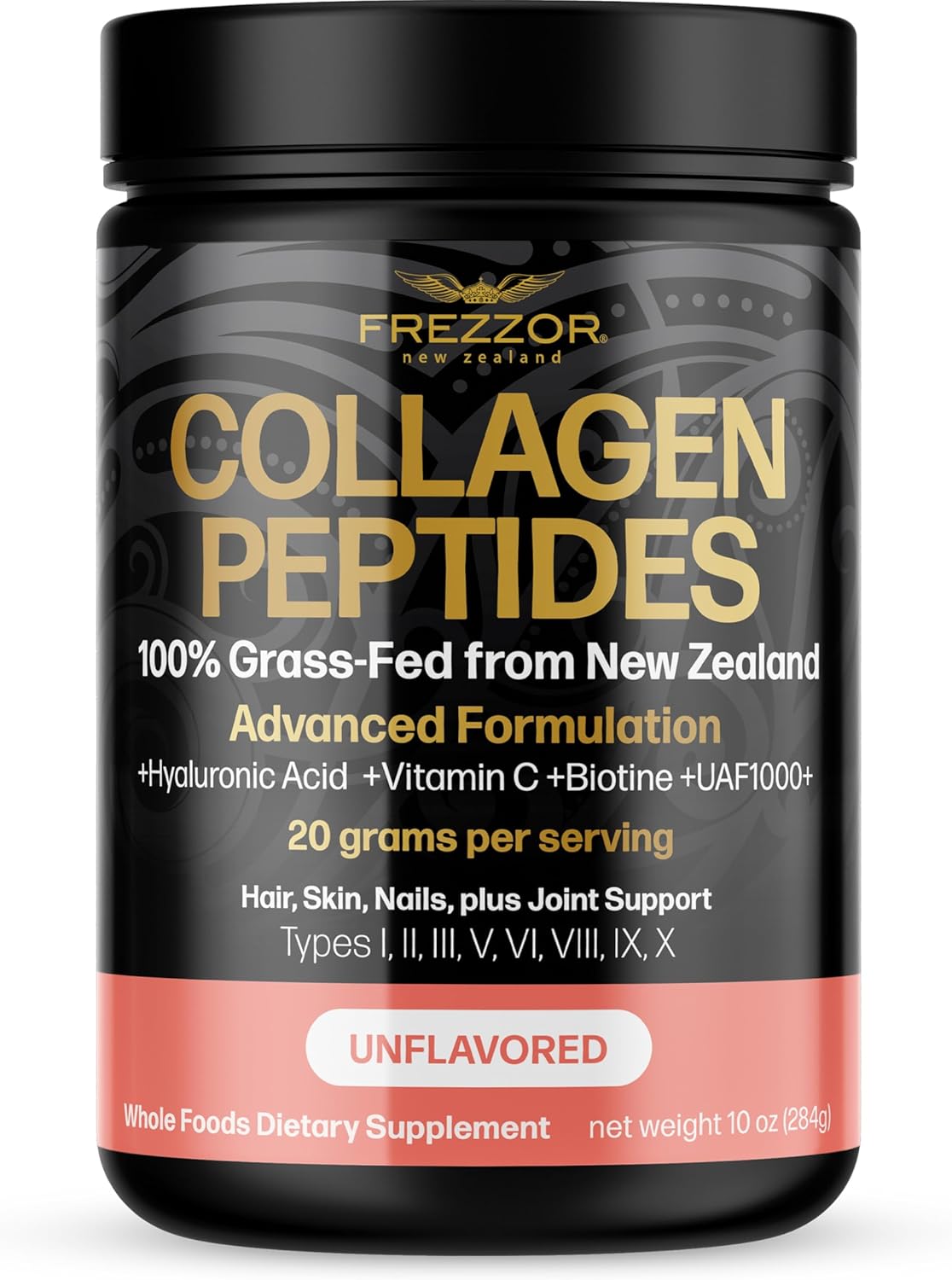 100% New Zealand Hydrolyzed Beef Bone Collagen Powder for Youthful Skin, Hair & Nails - Unflavored 225g Jar