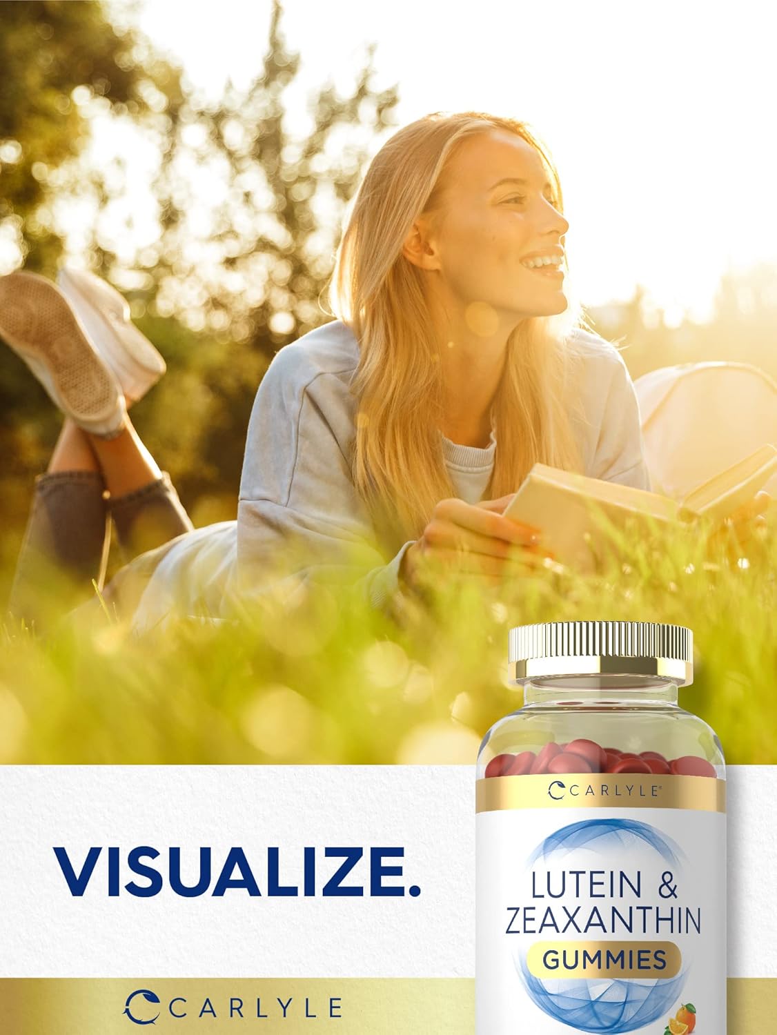 100 Orange Flavor Vegan Gummies with 20mg of Lutein and Zeaxanthin - Non-GMO, Gluten Free Supplement