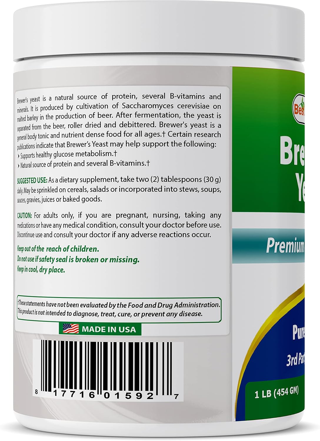 100% Pure Brewers Yeast Powder - 16 oz - Boosts Breast Milk Supply, Lactation, Digestive Health - Top Choice for Nursing Moms