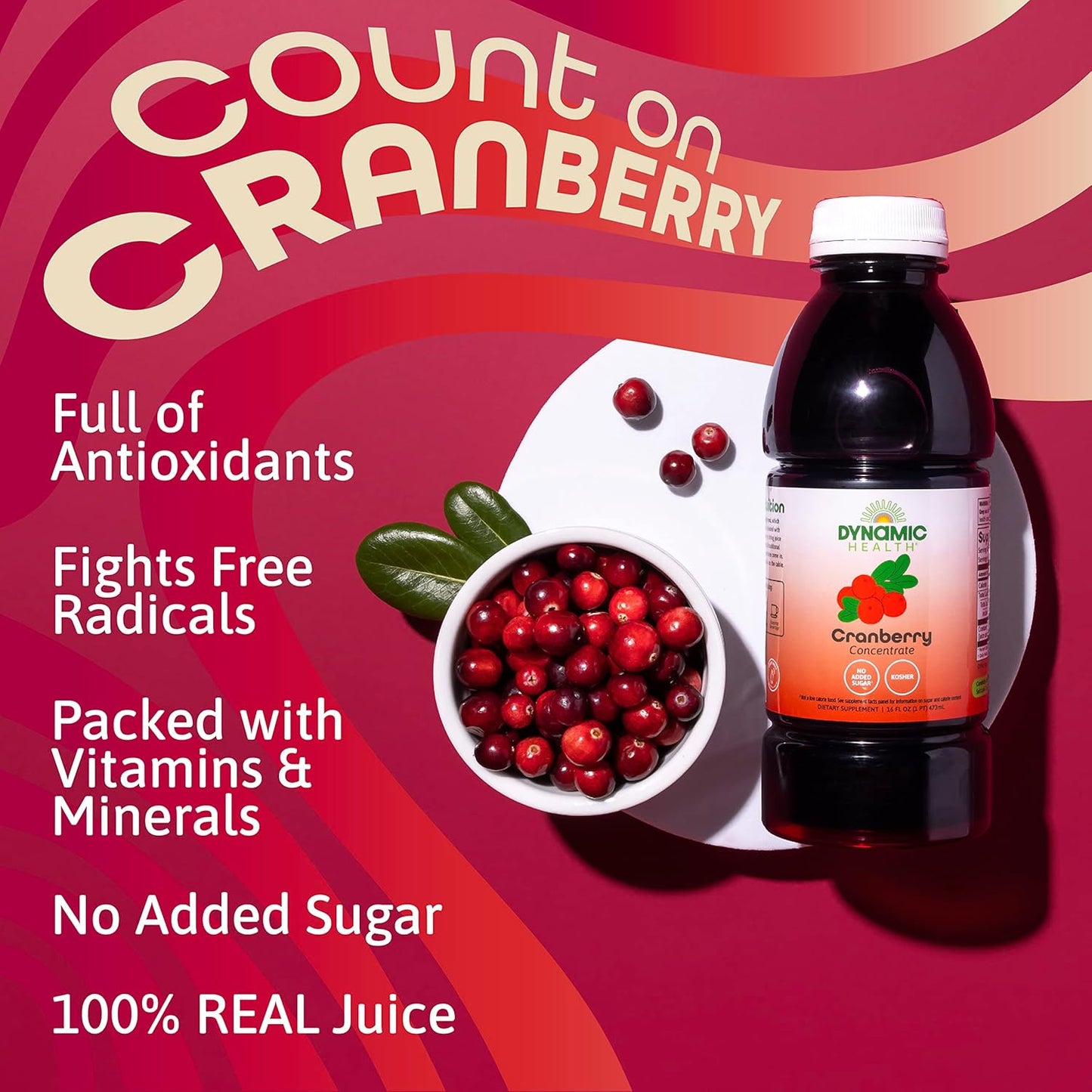 100% Pure Cranberry Juice Concentrate - Unsweetened, Natural Antioxidant Supplement - No Additives, Sugar, or Preservatives - 16 Servings, 16oz